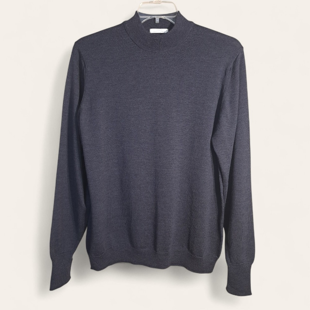 St Michael Marks & Spencer Men's Blue Gray‎ Pull Over Sweater M 100% Merino Wool
